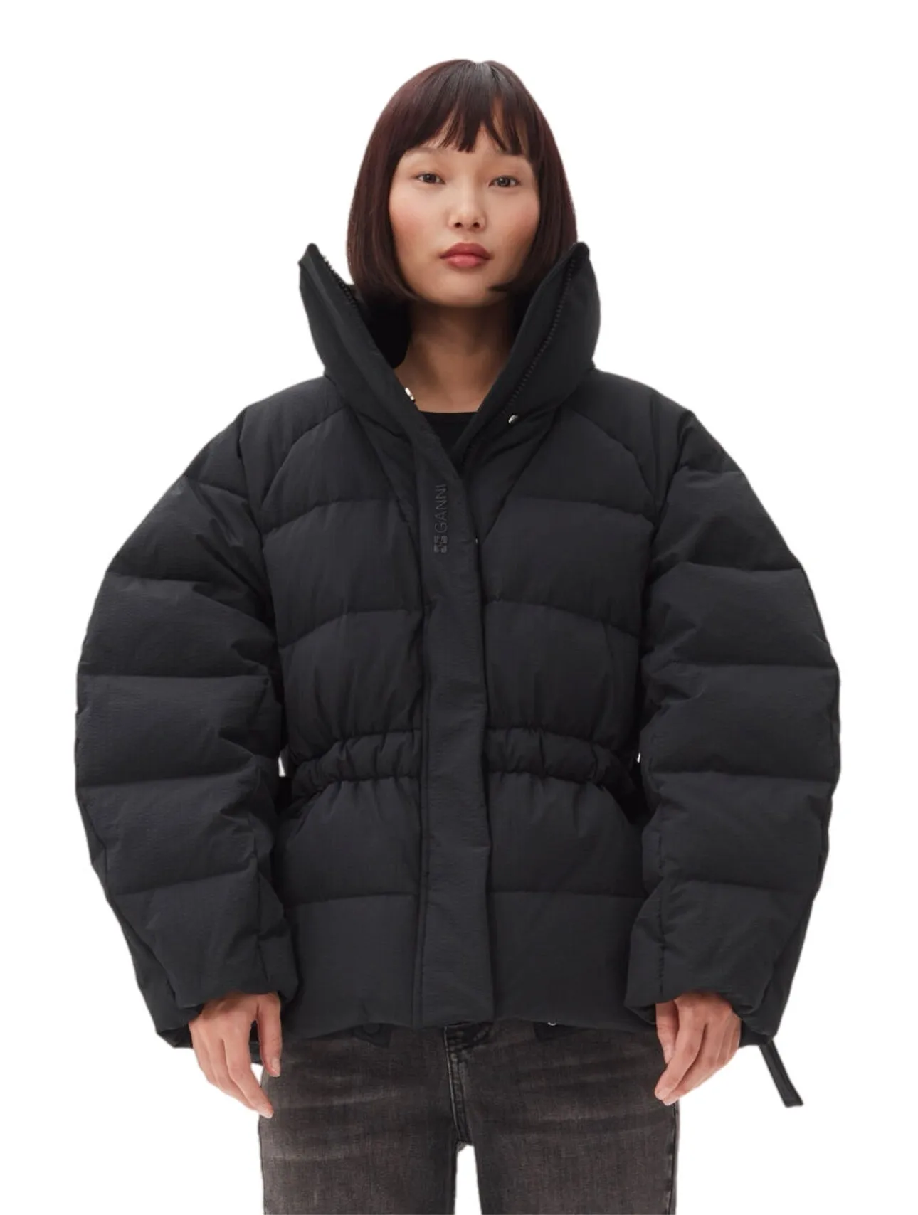 Ganni Tech Seersucker Oversized Puffer Jacket