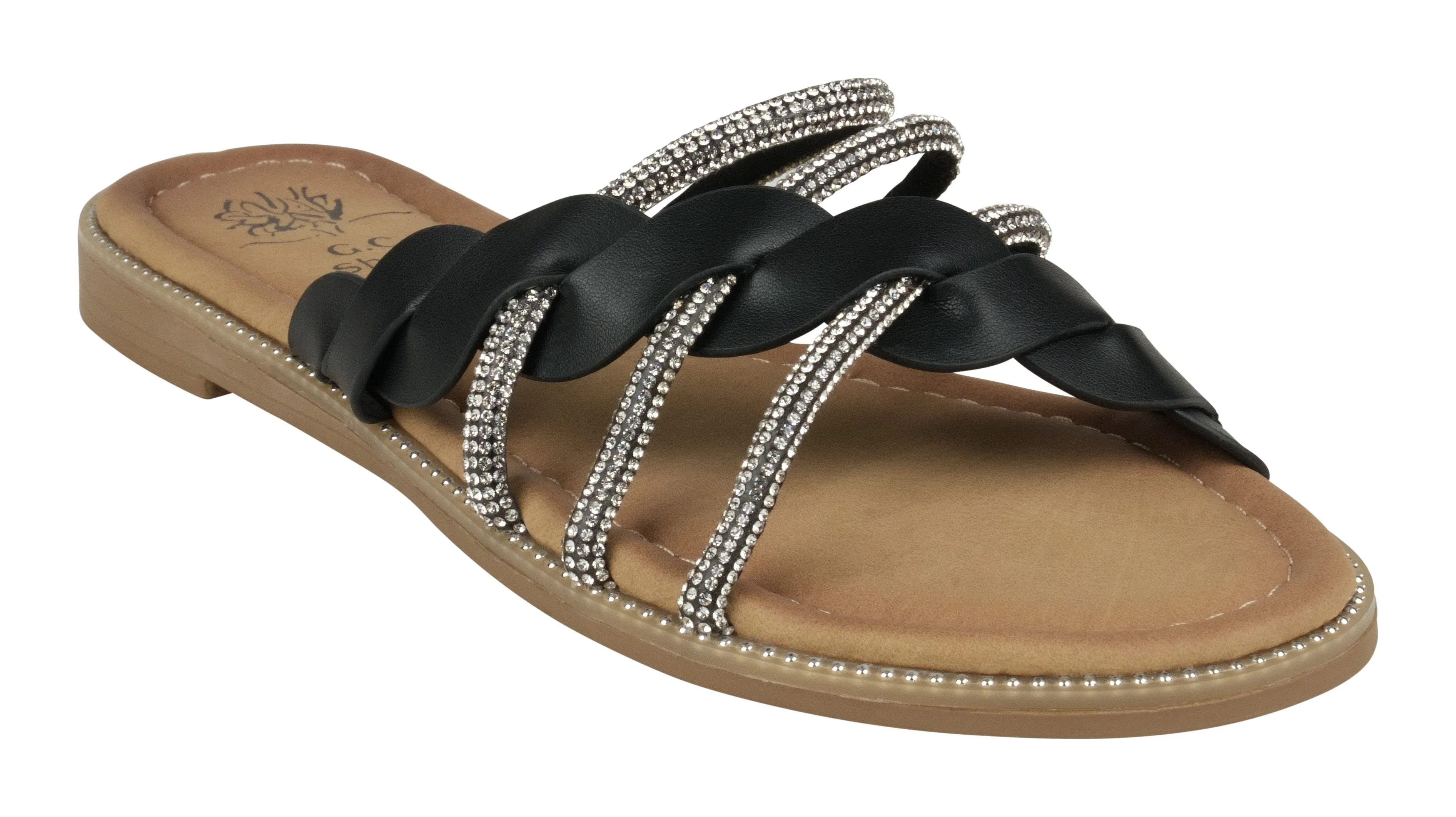 G.C. Shoes Women's Rhinestone Flat Sandal