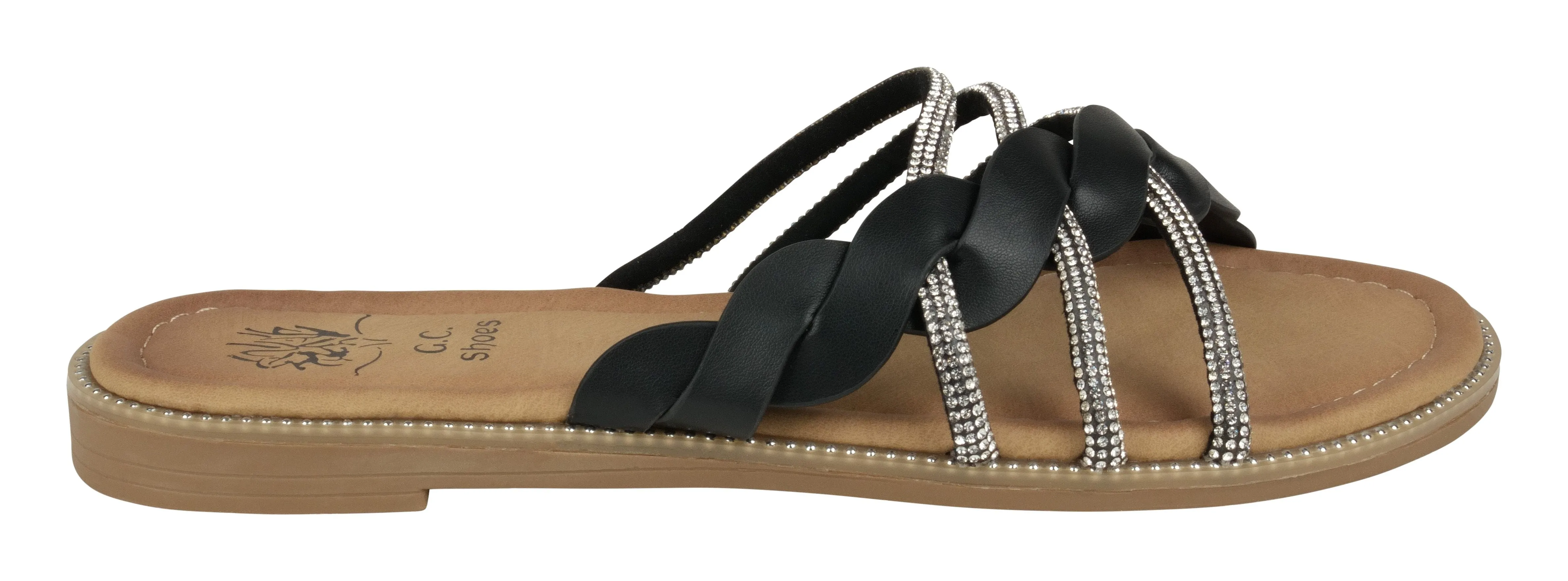 G.C. Shoes Women's Rhinestone Flat Sandal