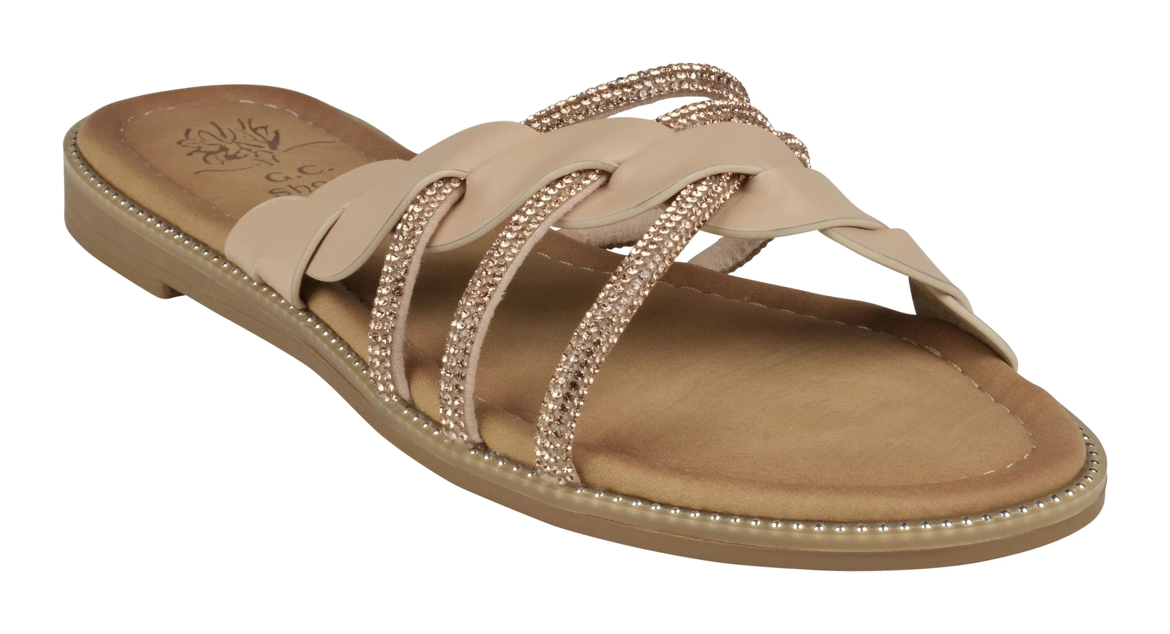 G.C. Shoes Women's Rhinestone Flat Sandal