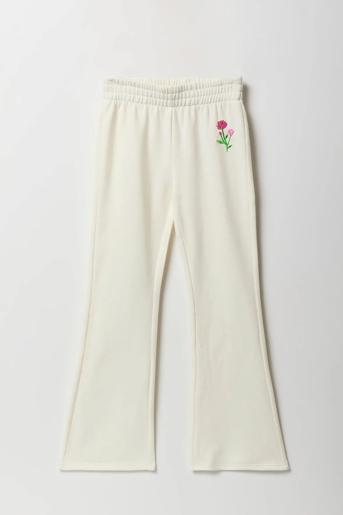 Girls Embroidered Fleece Flare Sweatpant