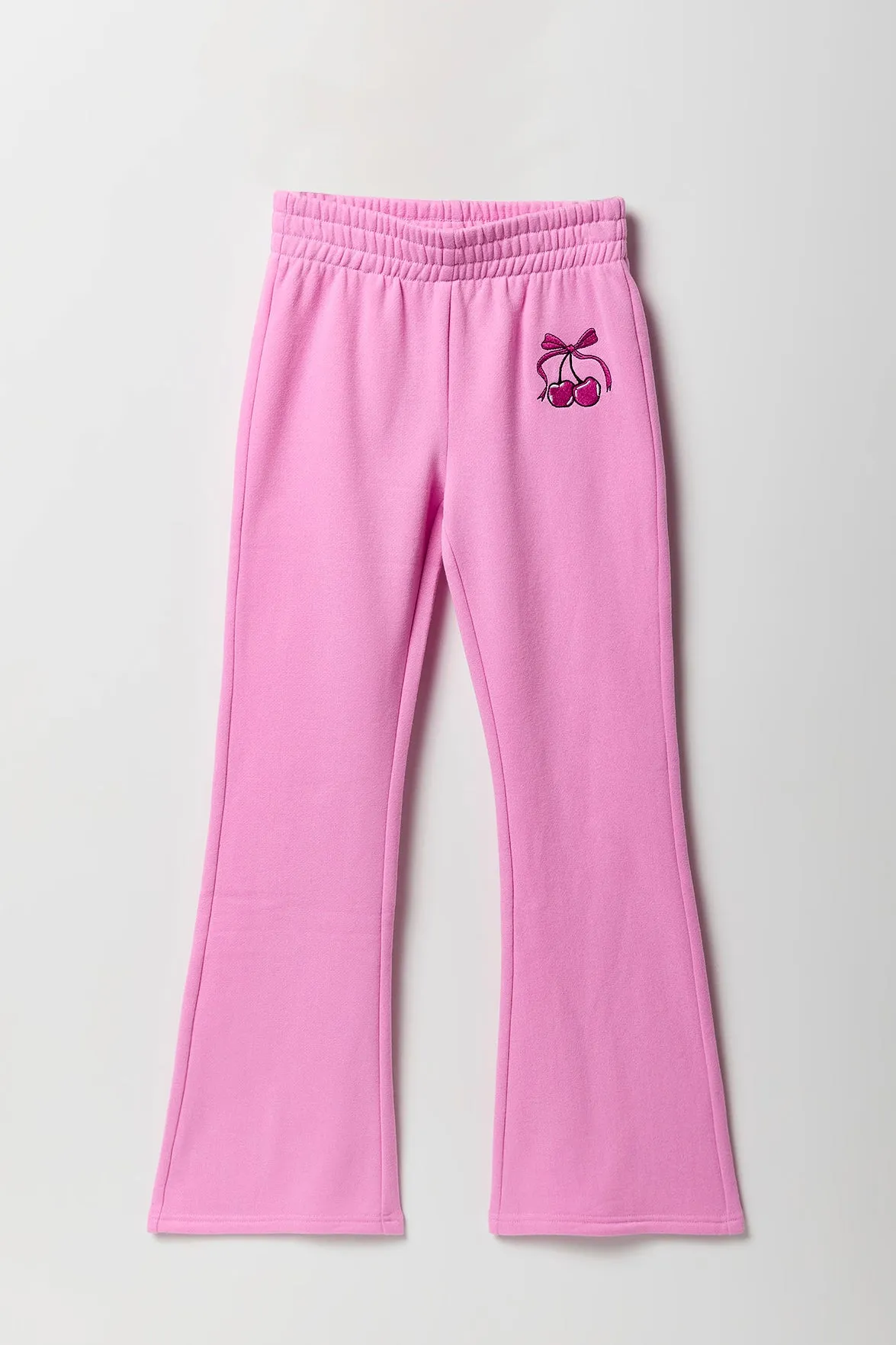 Girls Embroidered Fleece Flare Sweatpant