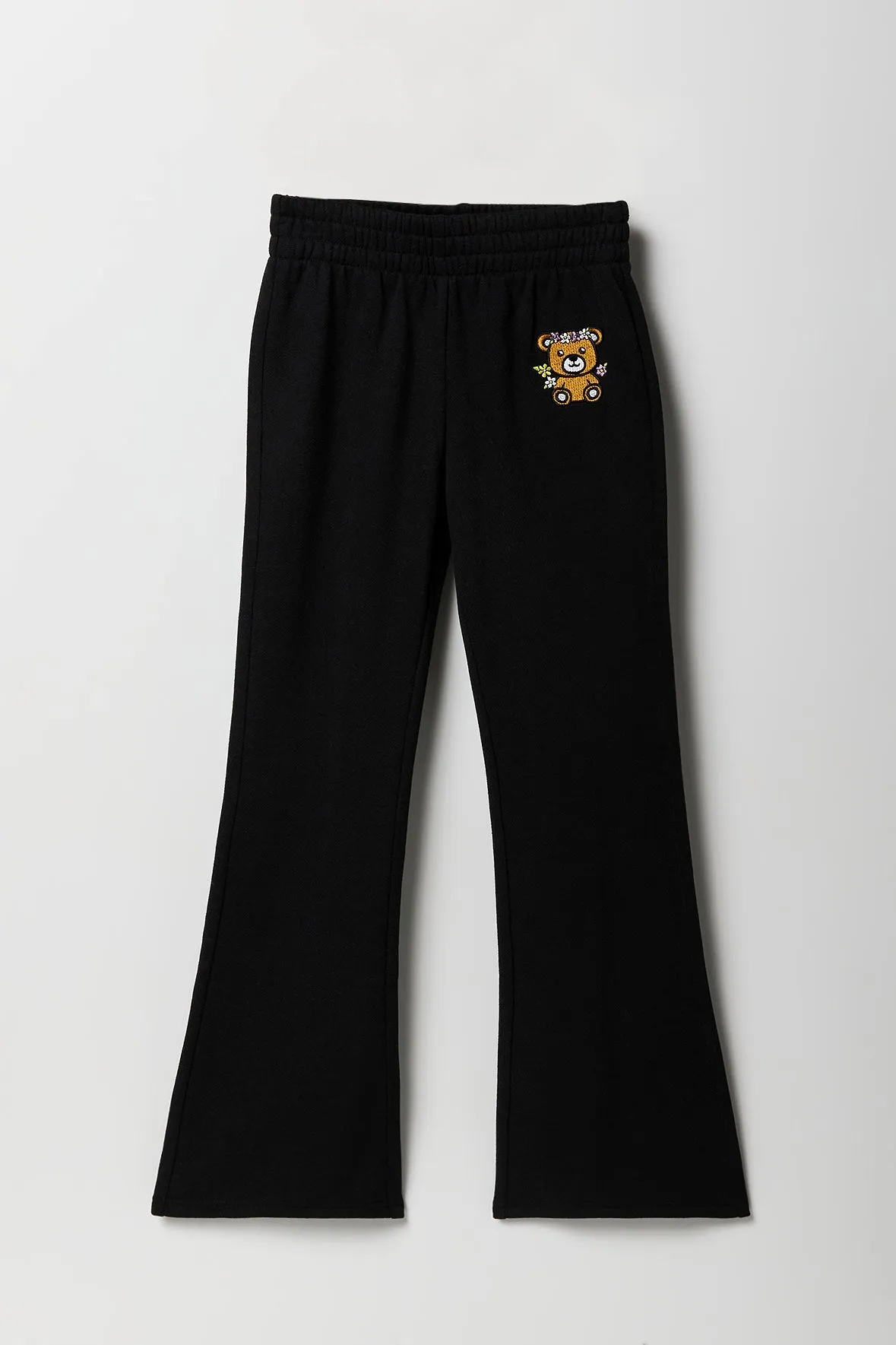 Girls Embroidered Fleece Flare Sweatpant