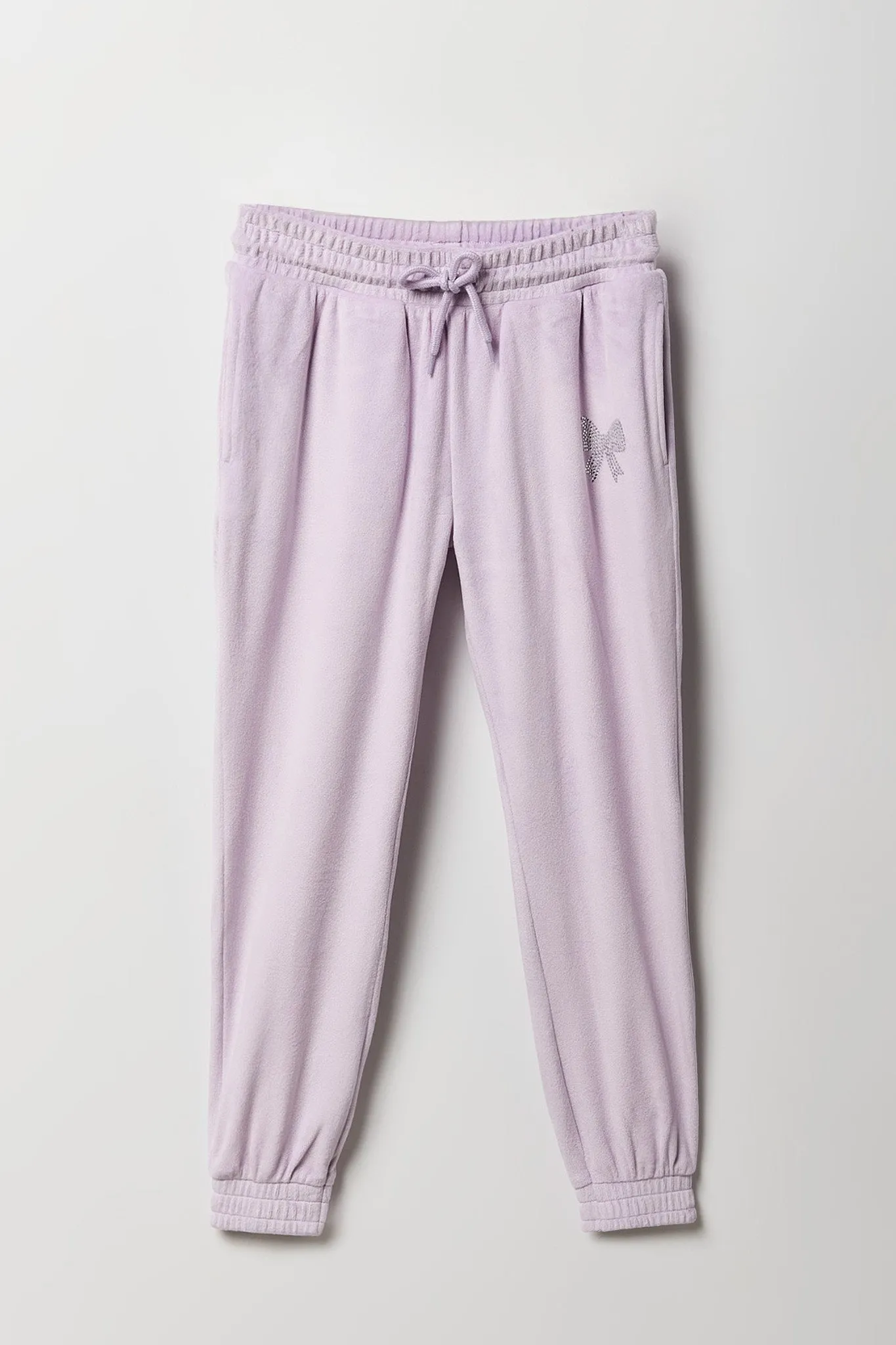 Girls Velour Rhinestone Jogger