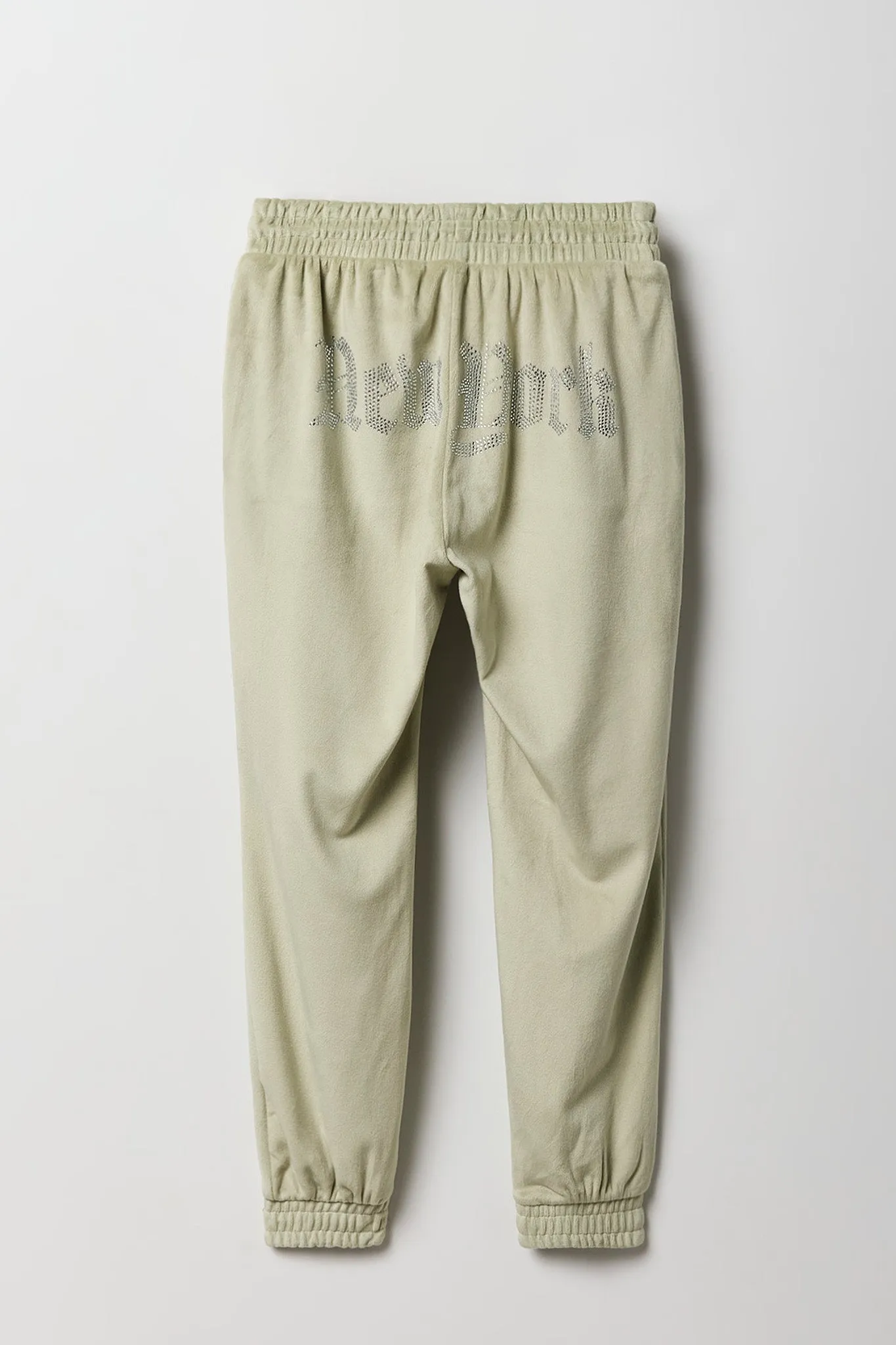 Girls Velour Rhinestone Jogger