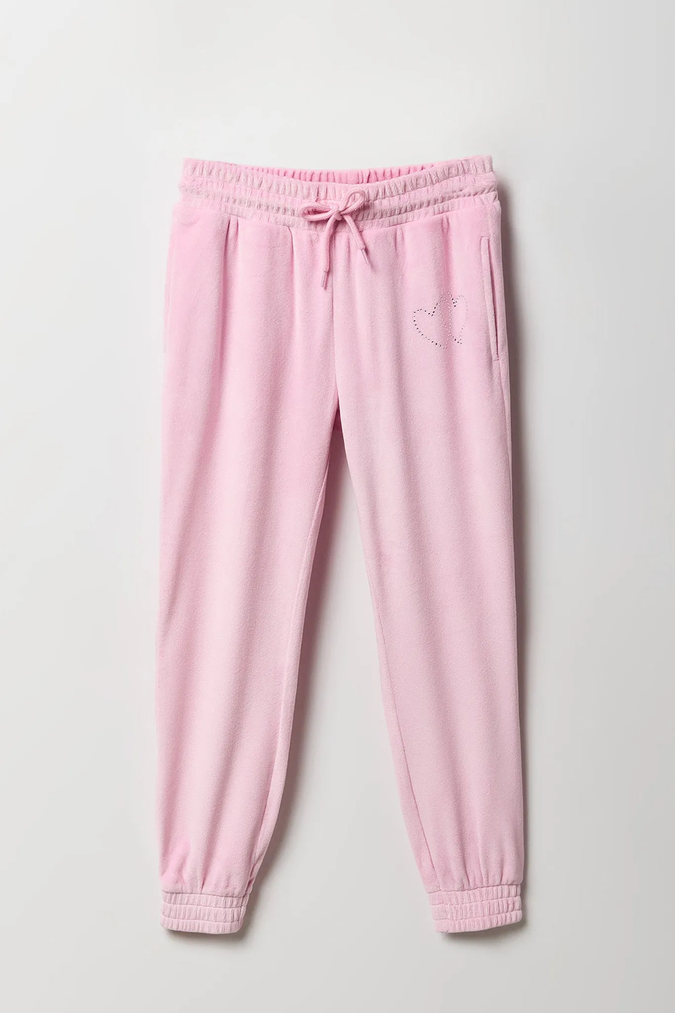 Girls Velour Rhinestone Jogger