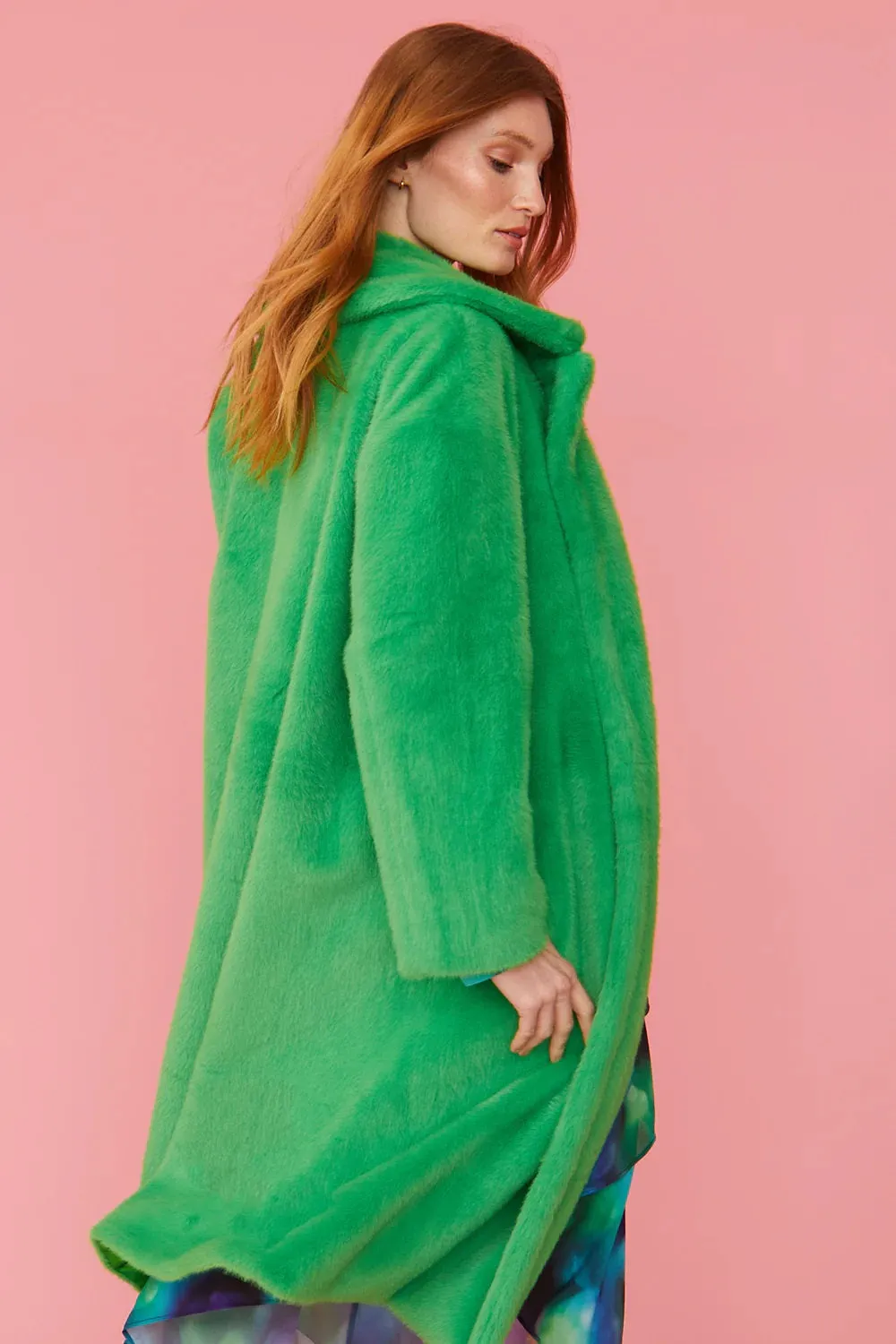 Green Faux Fur Duchess Maxi Coat