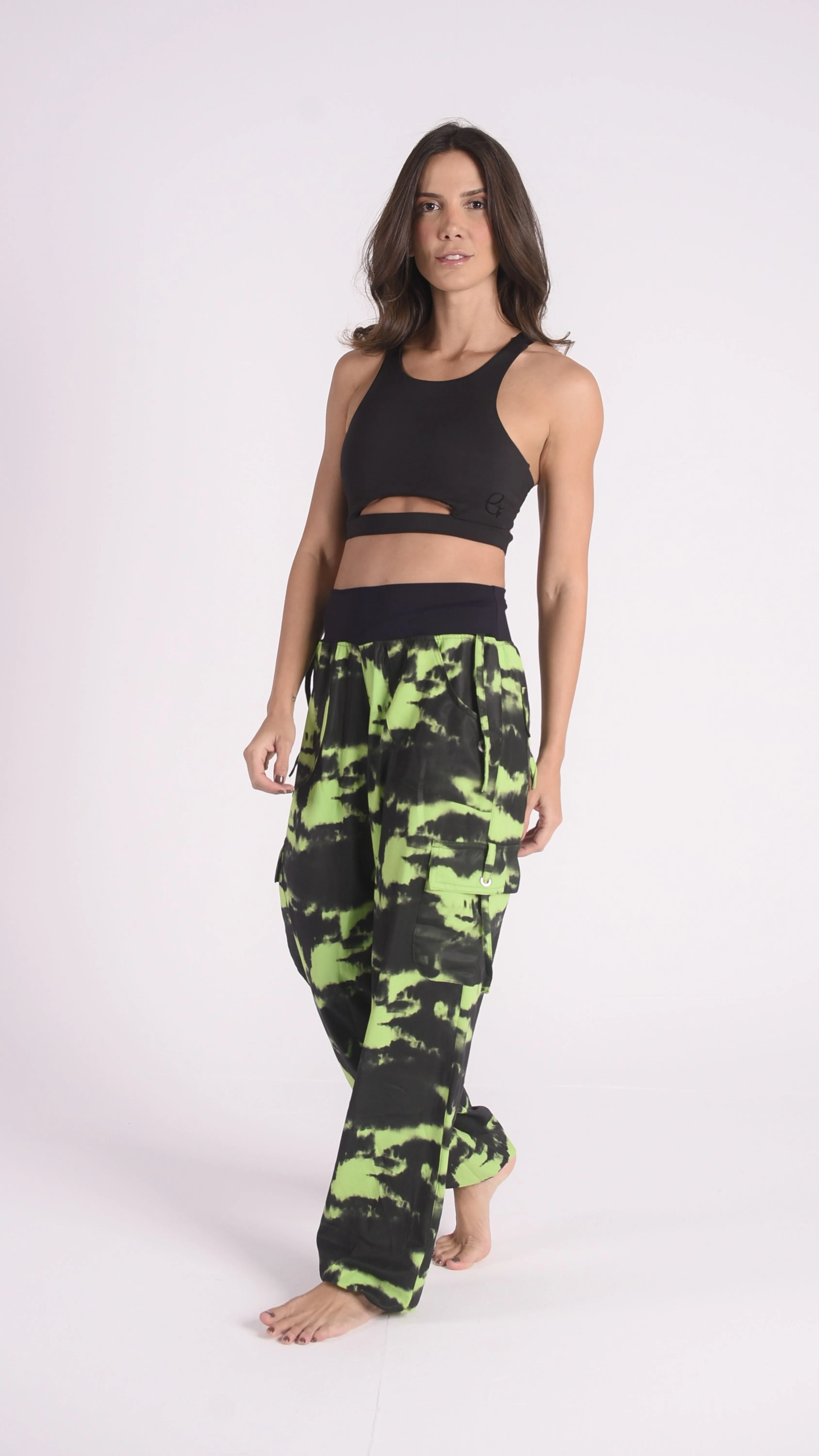 Green Tie-Dye Lis Cargo Pants