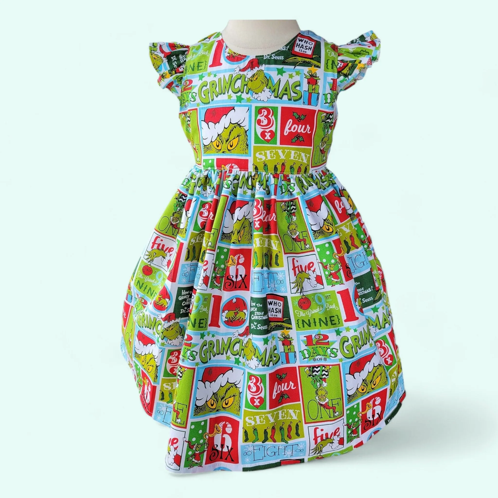 Grinch dress Christmas dress Grinchmas girls dress Red/green Christmas