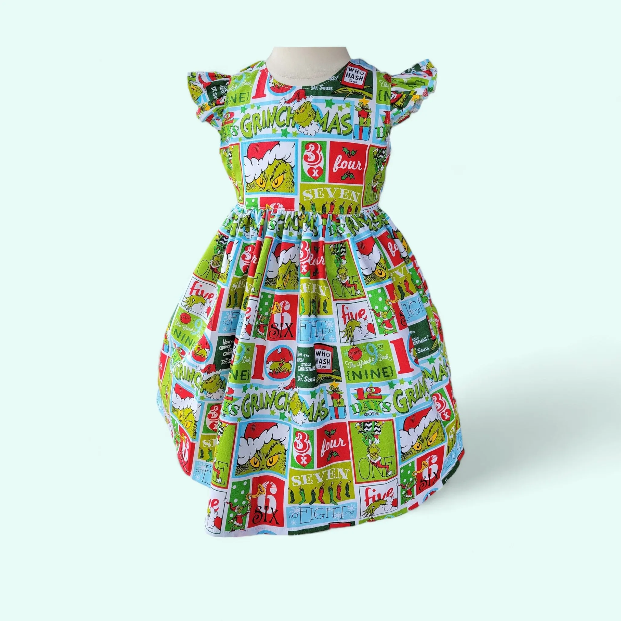 Grinch dress Christmas dress Grinchmas girls dress Red/green Christmas