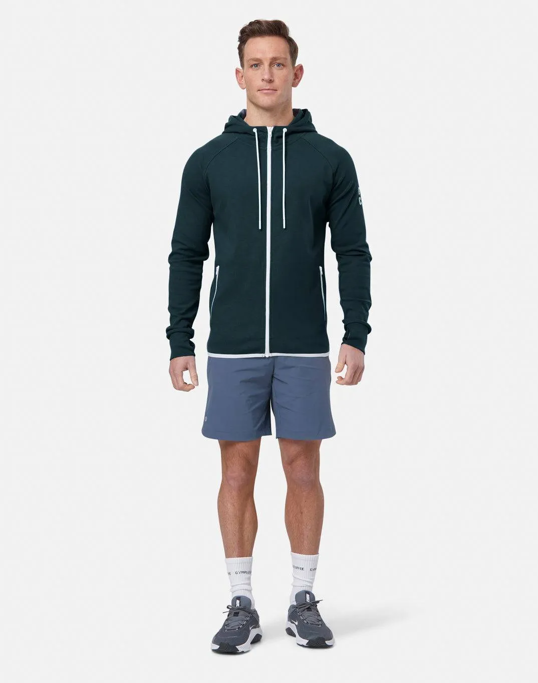 Gym Coffee Chill Zip Hoodie (Mens) - Moss Green