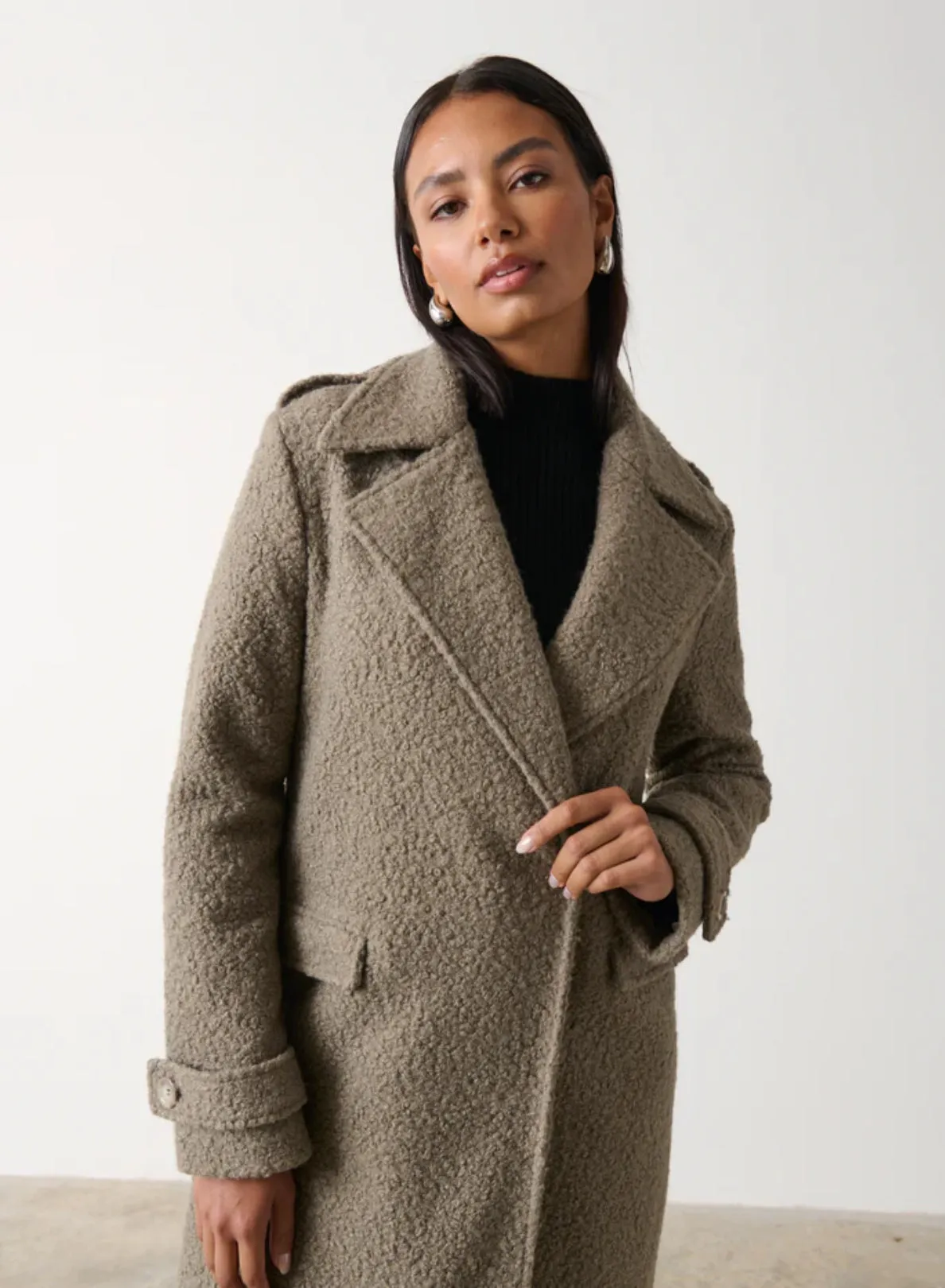 Halston Oversized Boucle Coat