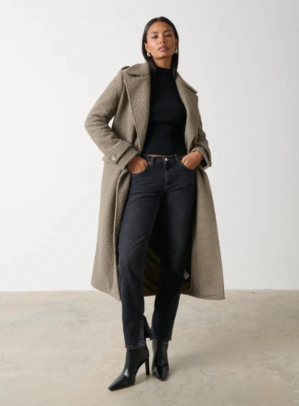 Halston Oversized Boucle Coat