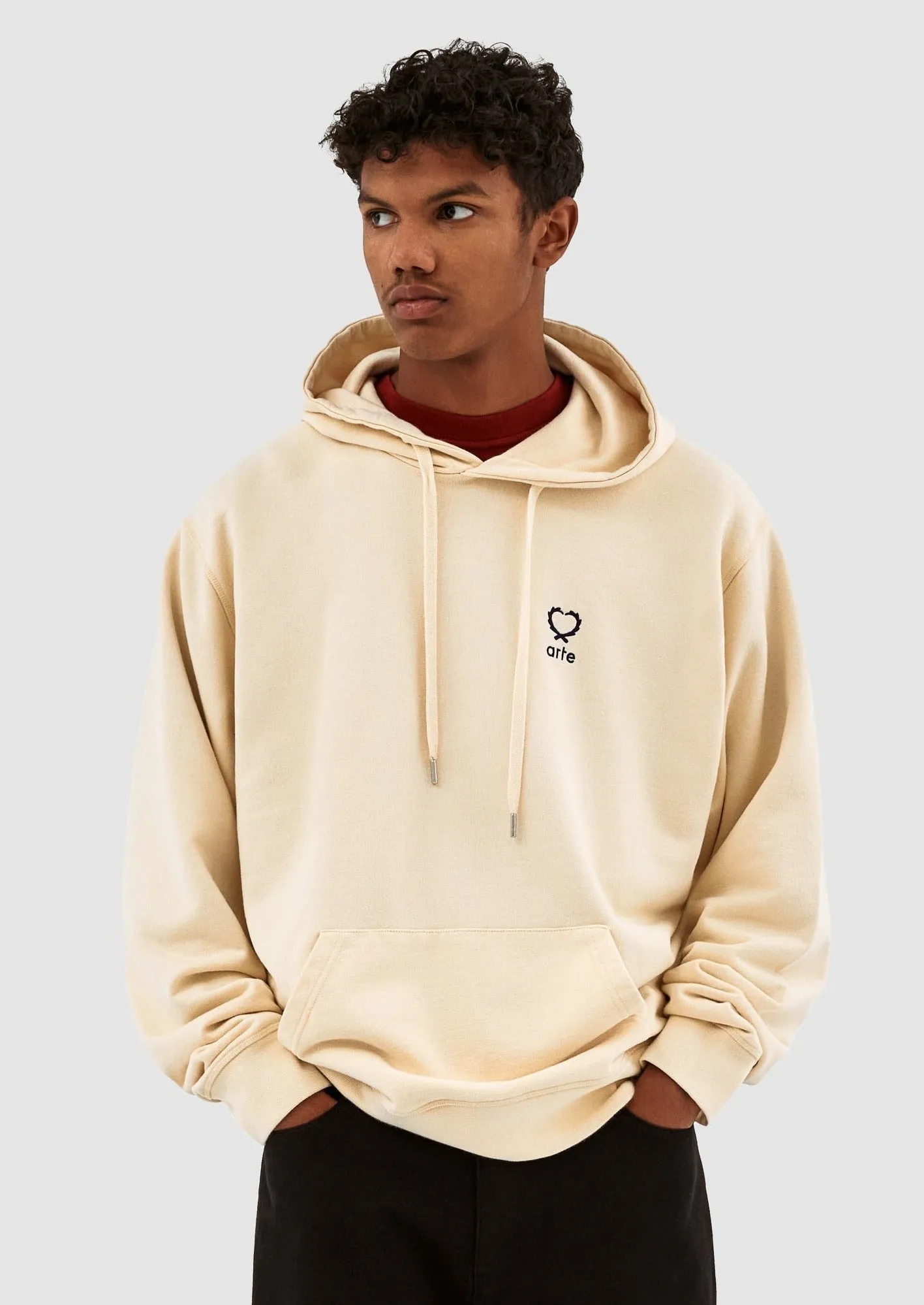 HANK SMALL HEART HOODIE CREAM