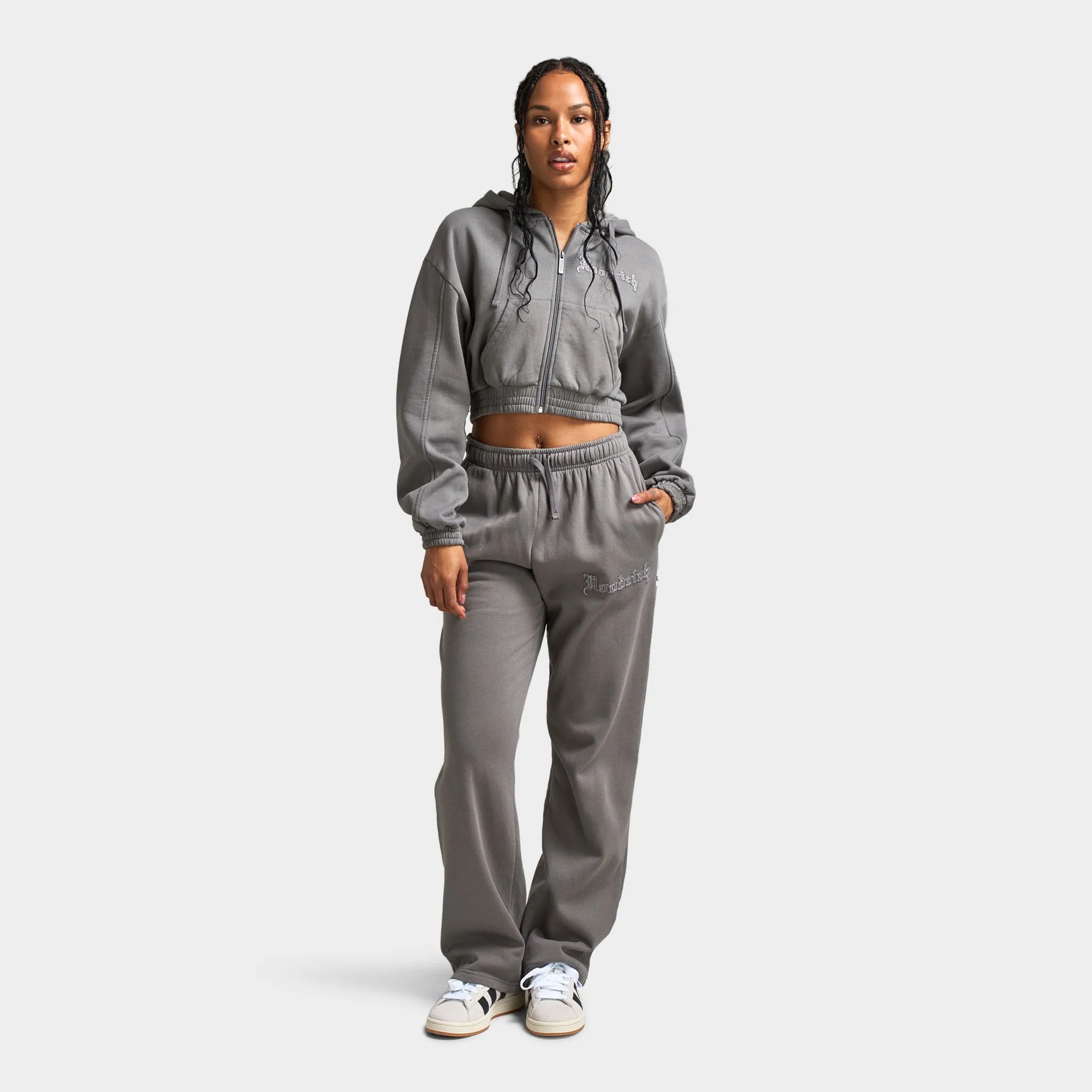 Hoodrich Women's Tagra Cropped Zip Up Hoodie Lava Smoke / Volcanic Ash - Harbour Mist