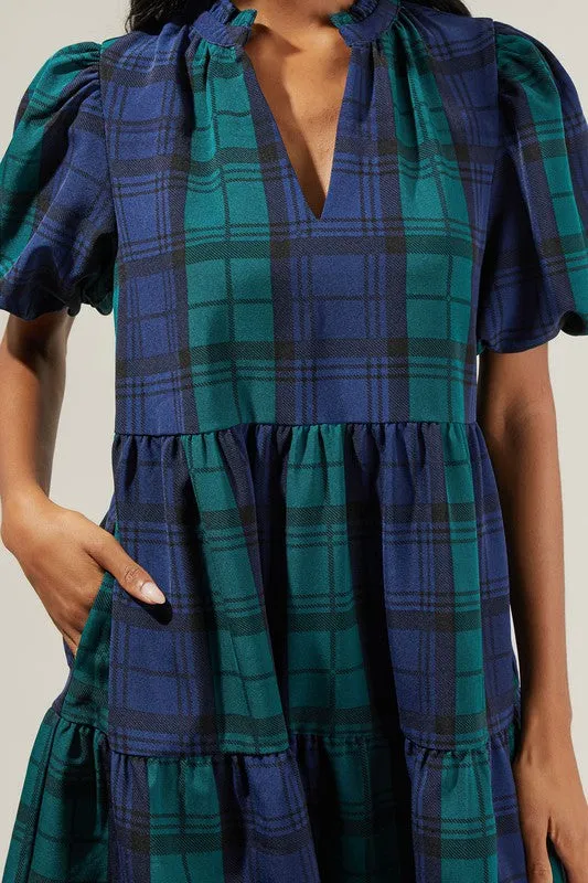 Hudson Plaid Jacey Babydoll Eyelet Dress