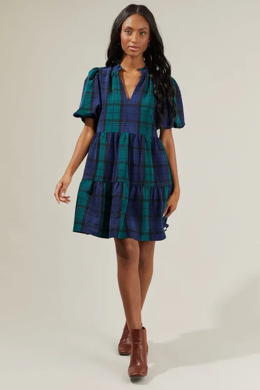 Hudson Plaid Jacey Babydoll Eyelet Dress