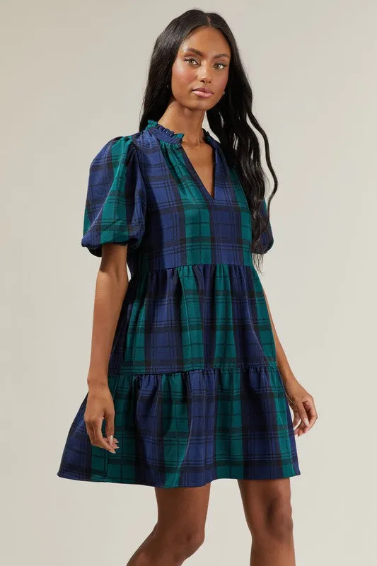 Hudson Plaid Jacey Babydoll Eyelet Dress