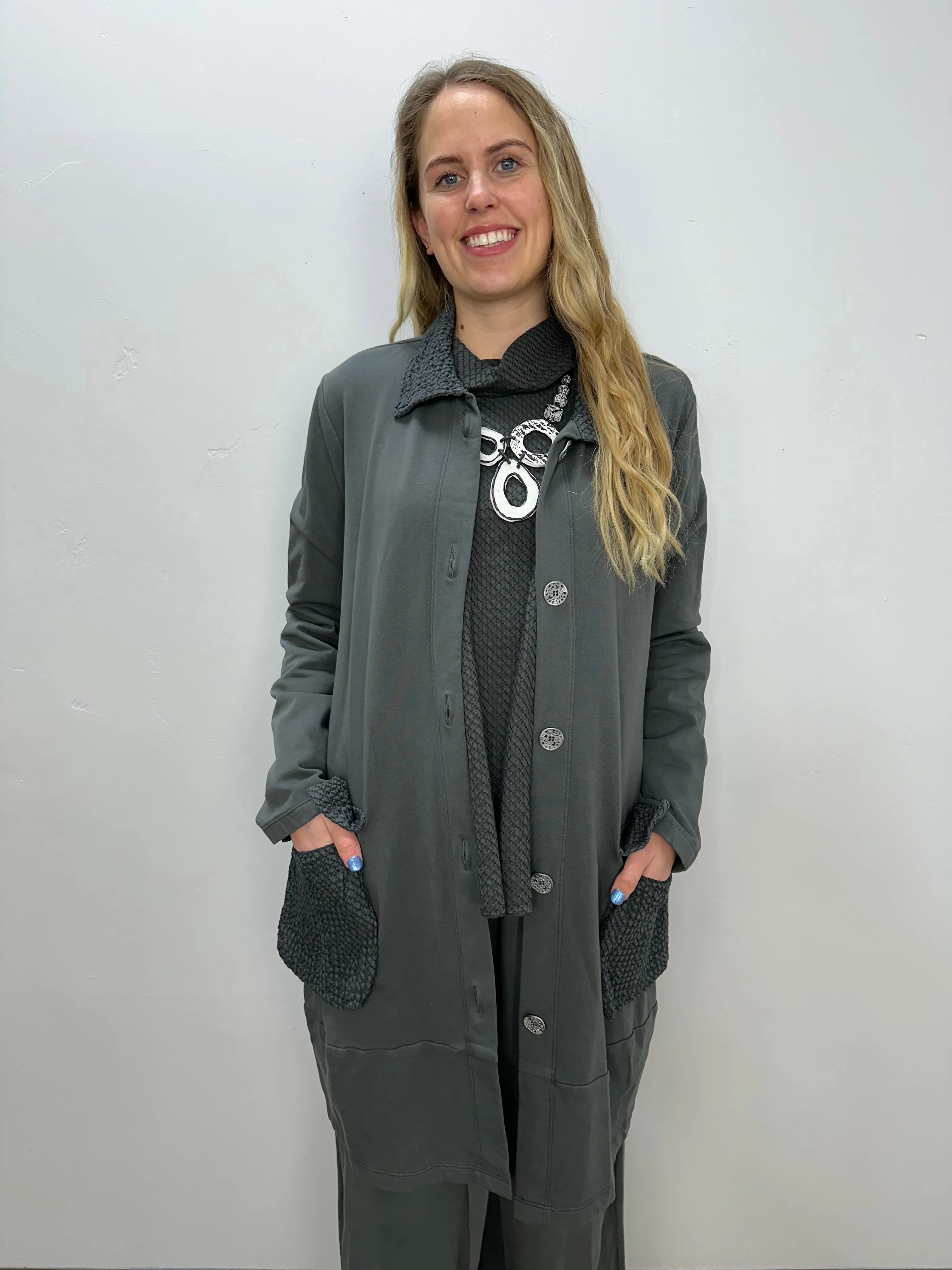 Iron Grey Patch Button Down Bee Coat