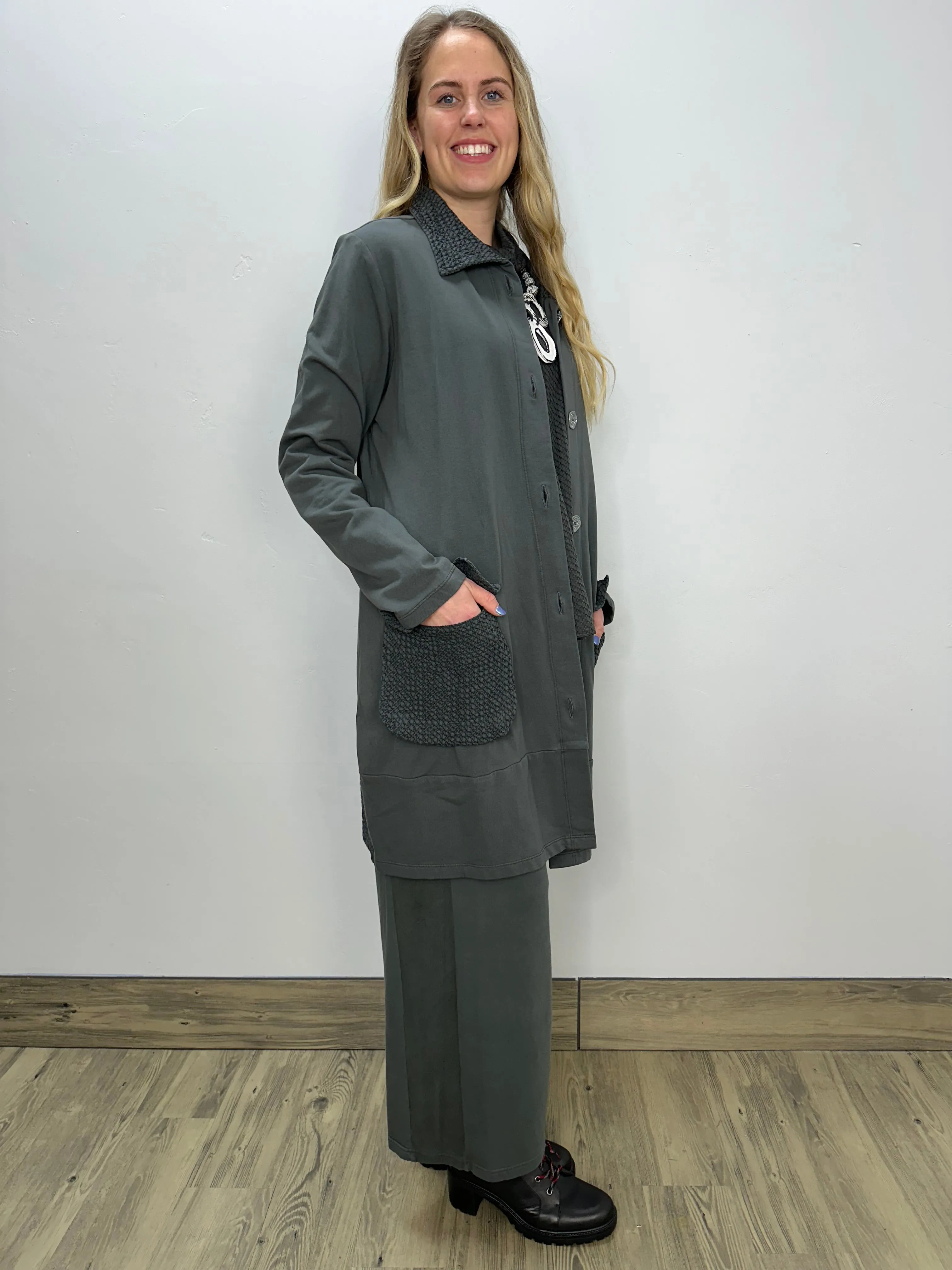 Iron Grey Patch Button Down Bee Coat