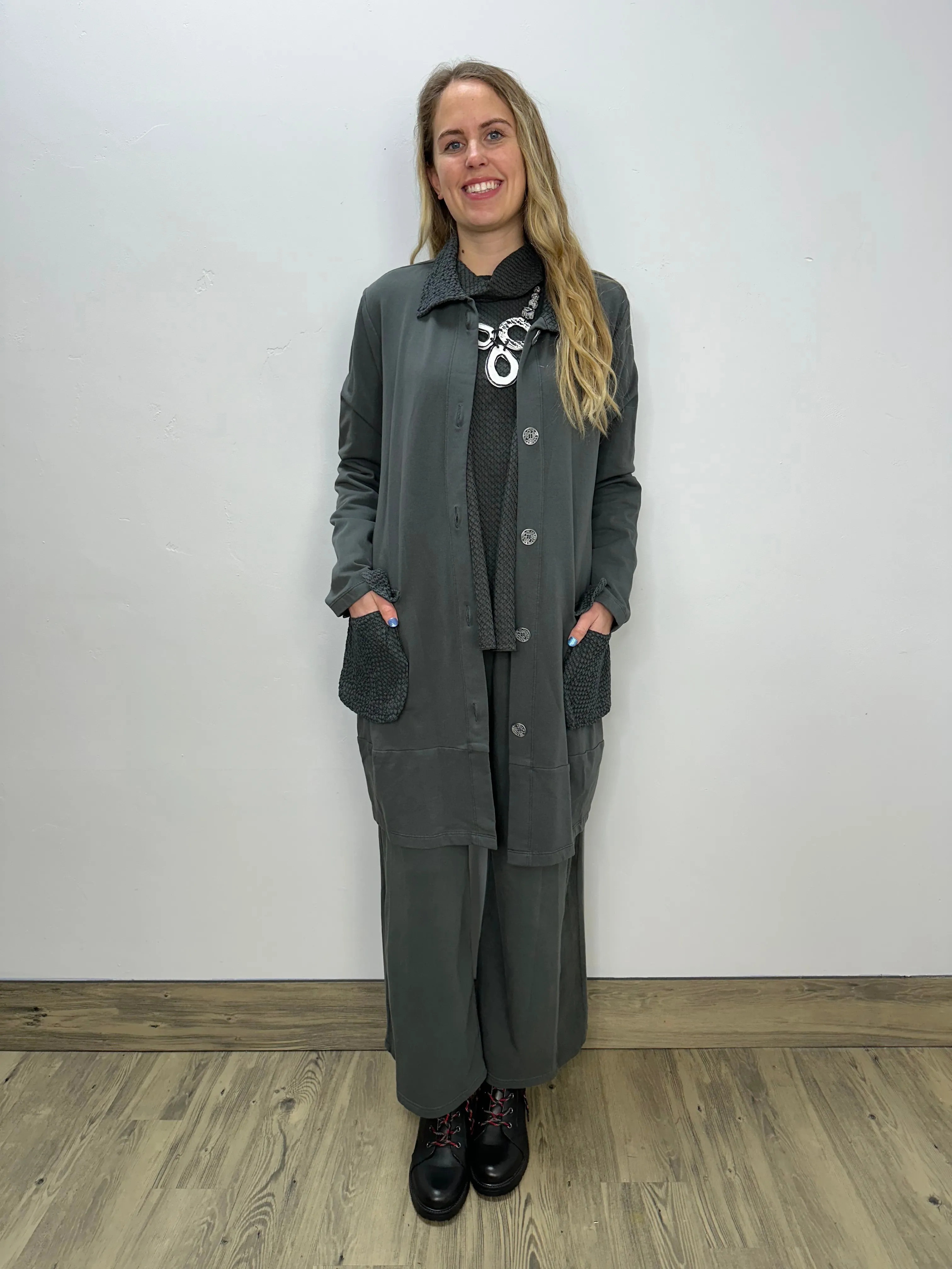 Iron Grey Patch Button Down Bee Coat