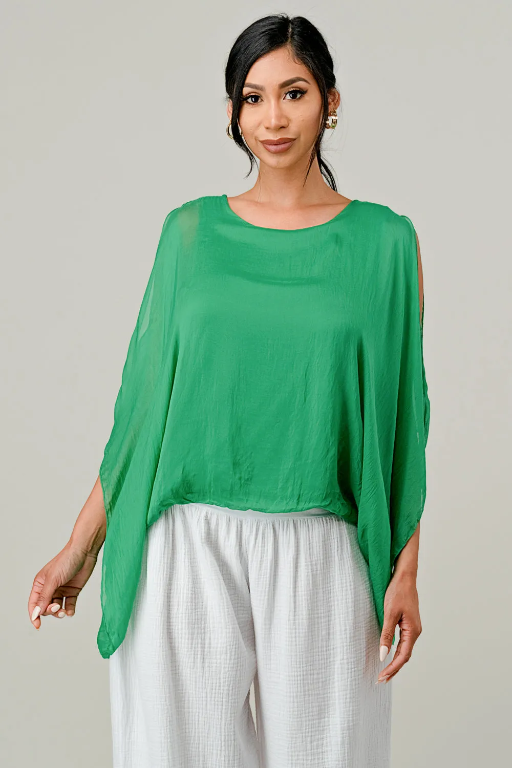 Italian Silk Cold Shoulder Top