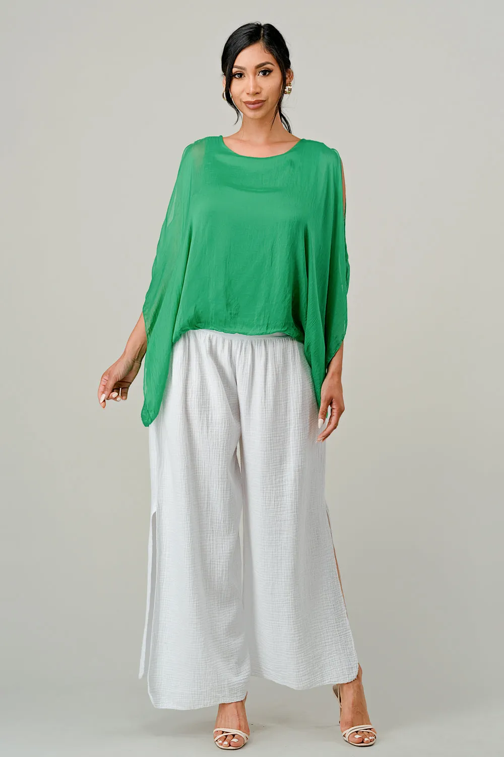 Italian Silk Cold Shoulder Top