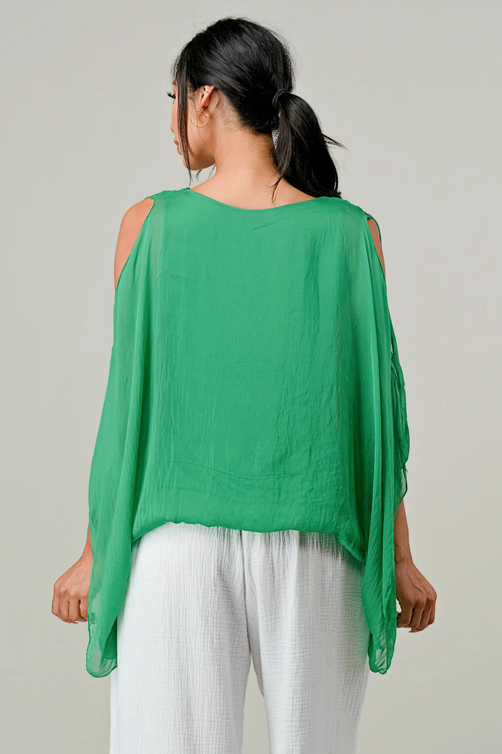 Italian Silk Cold Shoulder Top