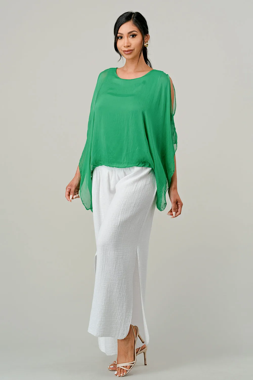 Italian Silk Cold Shoulder Top