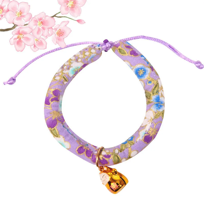 Japanese-Inspired Cat Collar Set with Bells