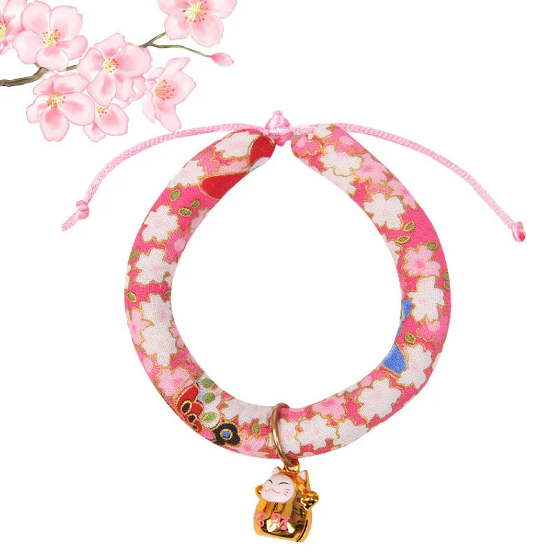 Japanese-Inspired Cat Collar Set with Bells