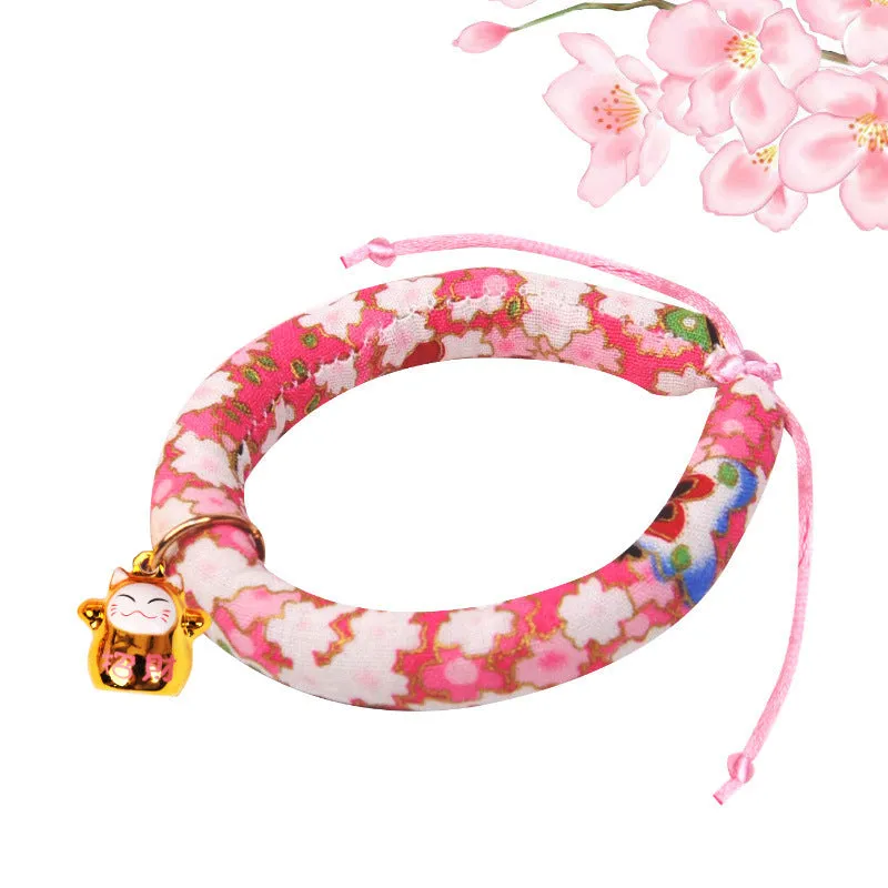 Japanese-Inspired Cat Collar Set with Bells