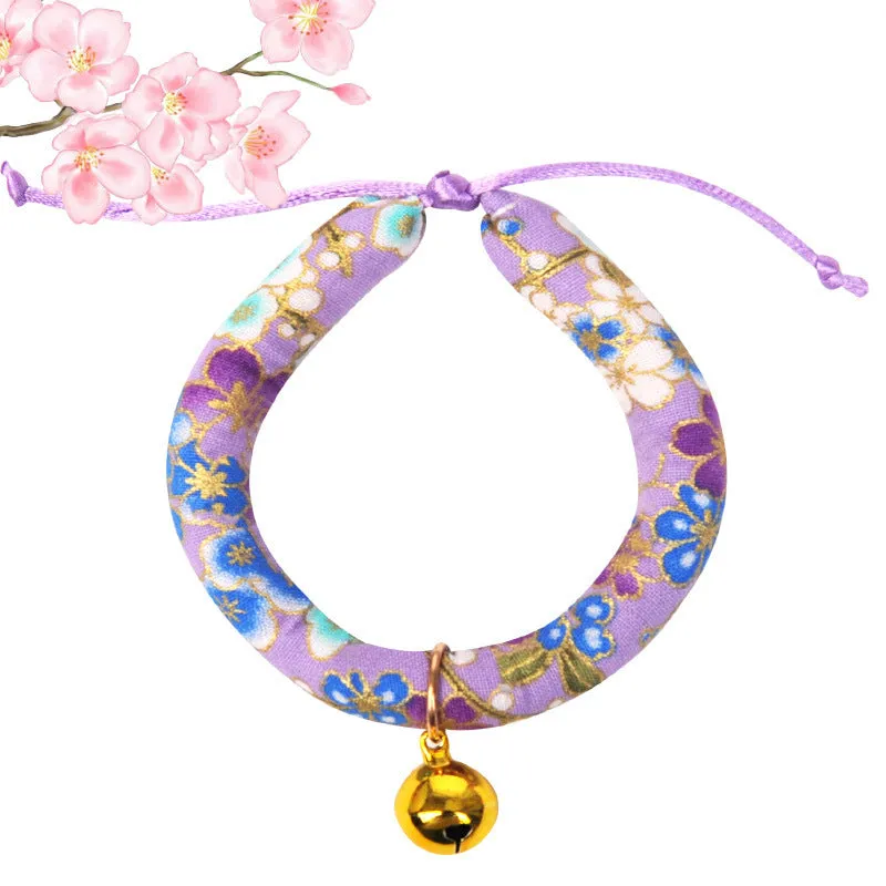 Japanese-Inspired Cat Collar Set with Bells