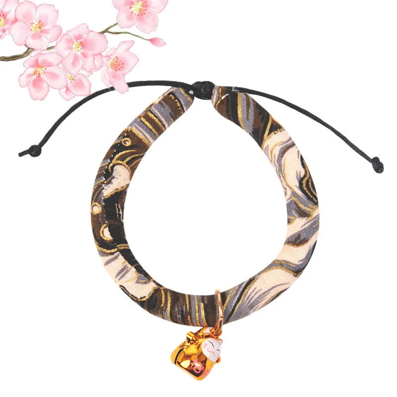 Japanese-Inspired Cat Collar Set with Bells