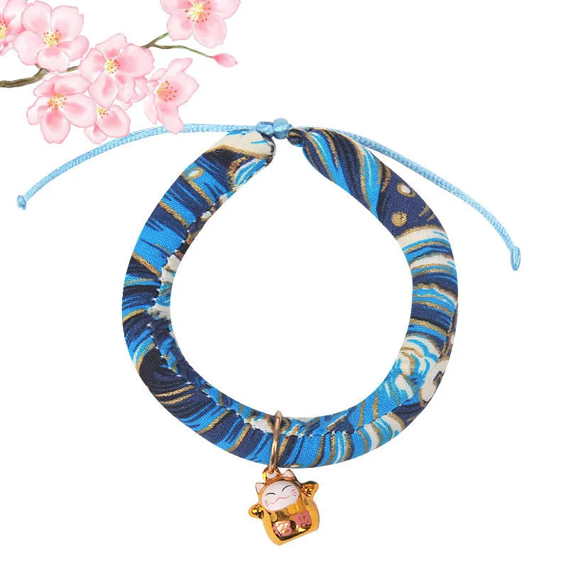 Japanese-Inspired Cat Collar Set with Bells