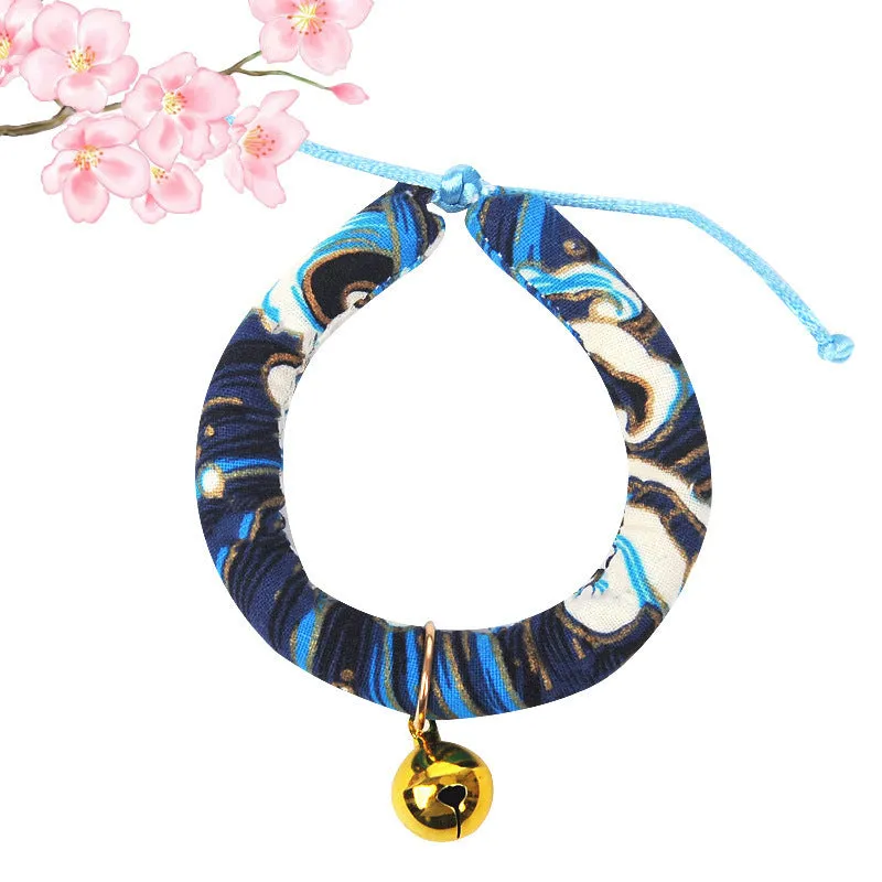 Japanese-Inspired Cat Collar Set with Bells