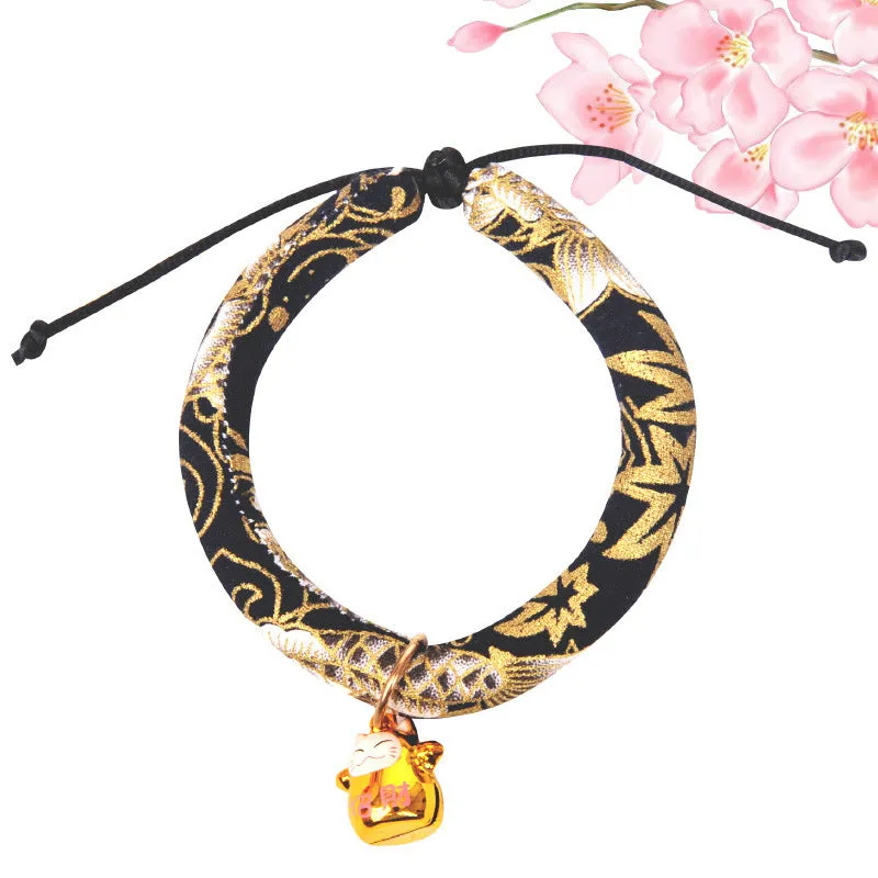 Japanese-Inspired Cat Collar Set with Bells