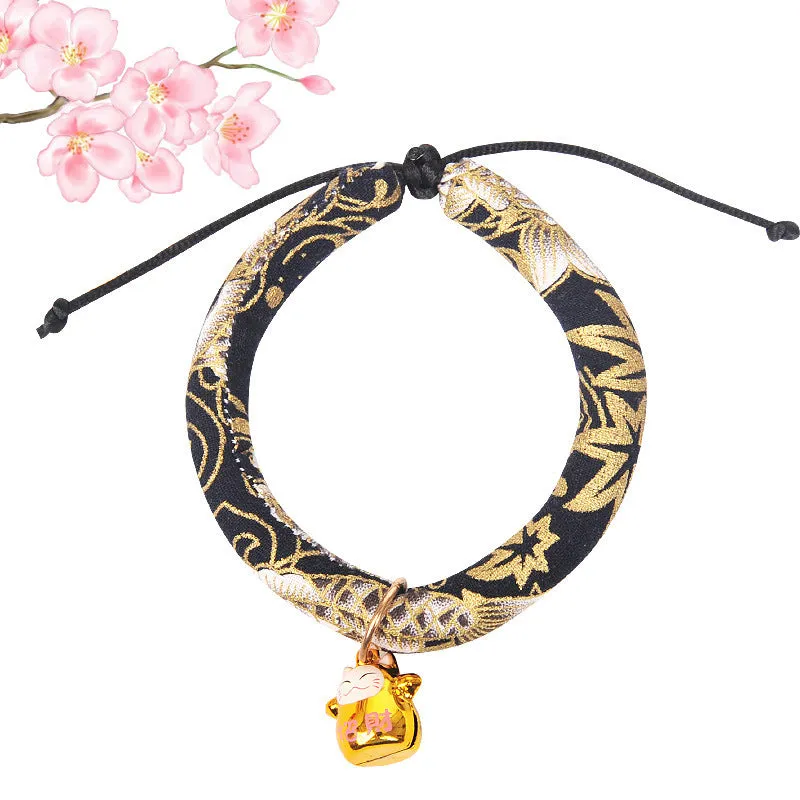 Japanese-Inspired Cat Collar Set with Bells