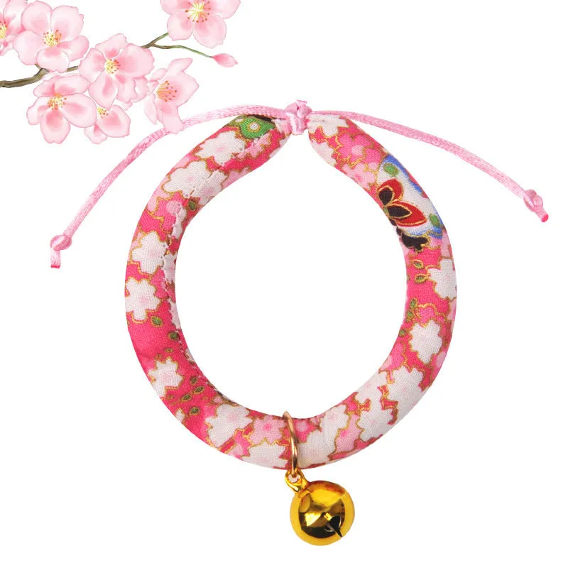 Japanese-Inspired Cat Collar Set with Bells