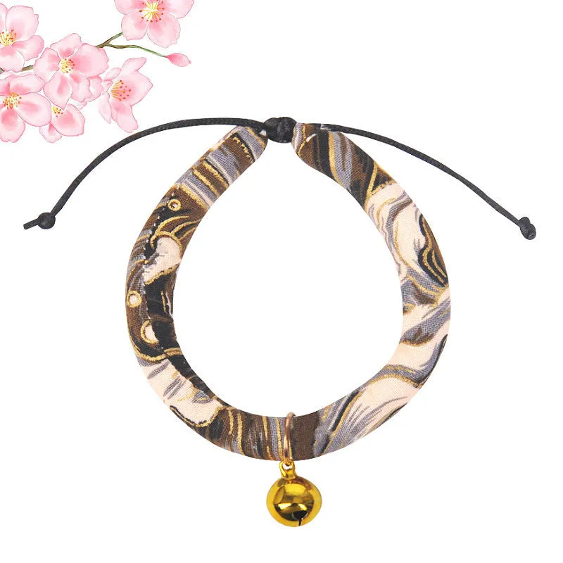 Japanese-Inspired Cat Collar Set with Bells