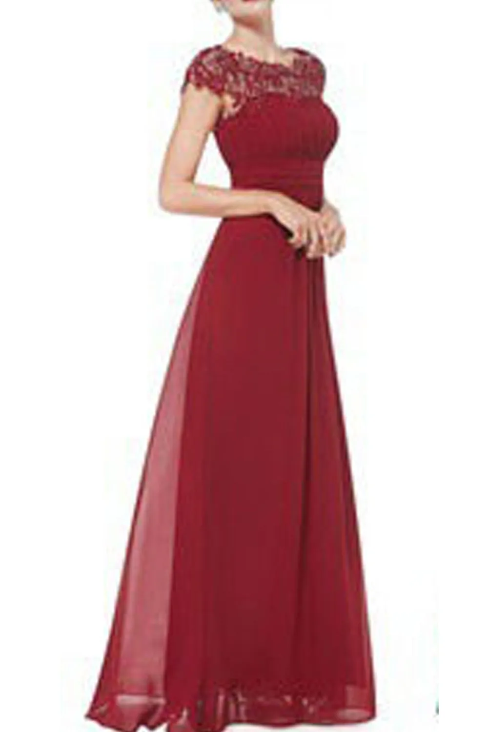 Ketty More Women Beautiful Solid Colored Round Neck Summer Sleeveless Pleated Wedding Dress-KMWD344