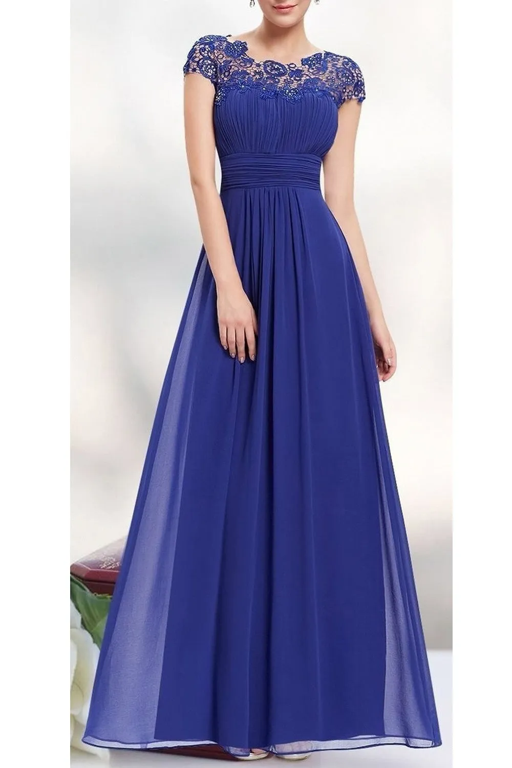 Ketty More Women Beautiful Solid Colored Round Neck Summer Sleeveless Pleated Wedding Dress-KMWD344