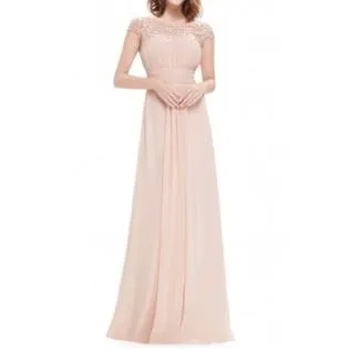 Ketty More Women Beautiful Solid Colored Round Neck Summer Sleeveless Pleated Wedding Dress-KMWD344