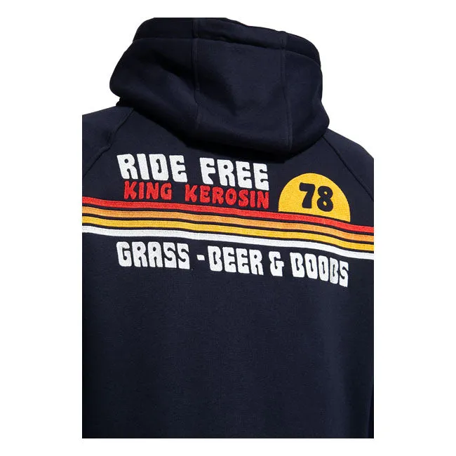 King Kerosin Ride Grass Adventure Gear Hoodie Dark Blue