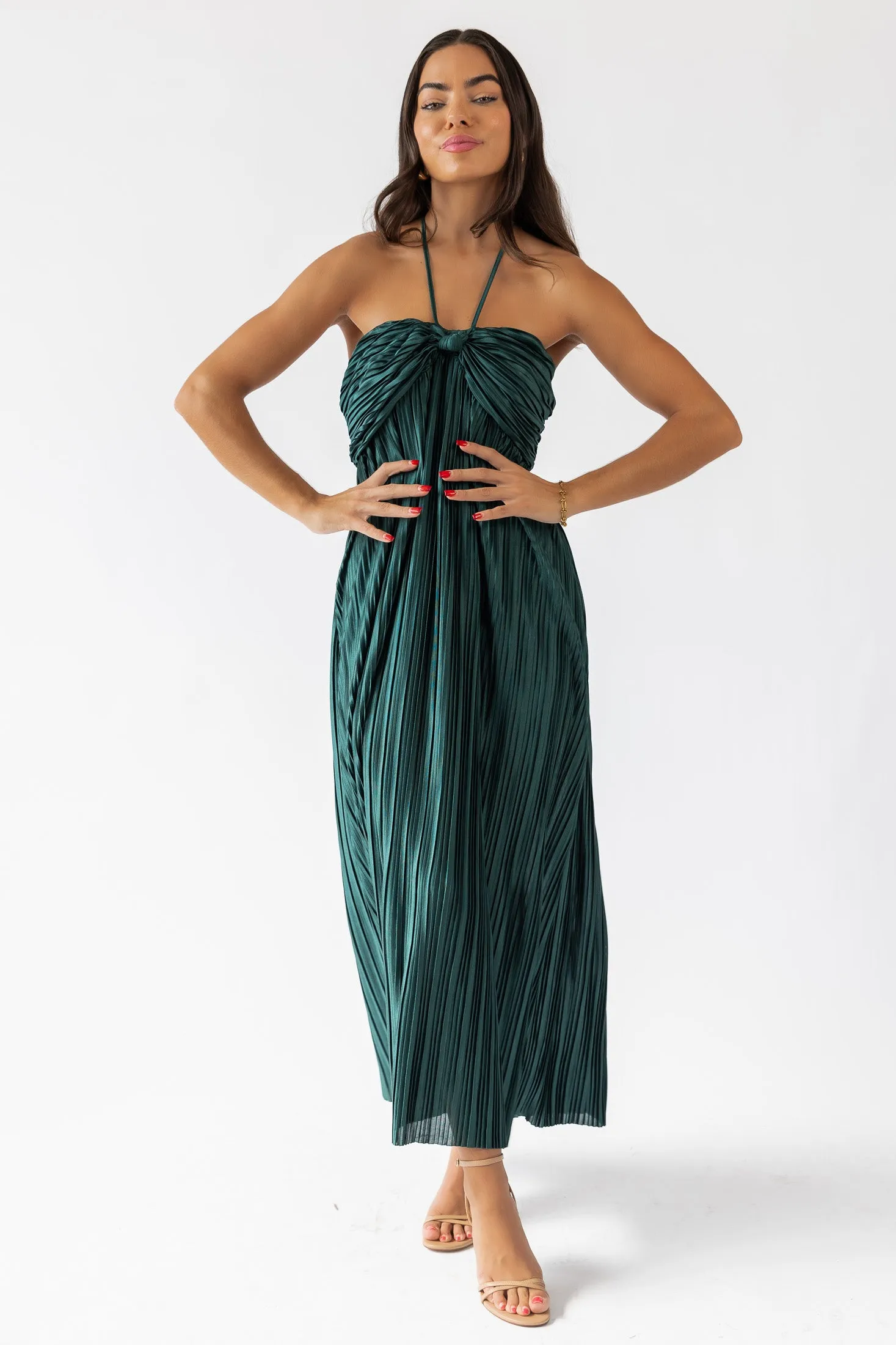 Kleo Emerald Halter Maxi Dress - Final Sale