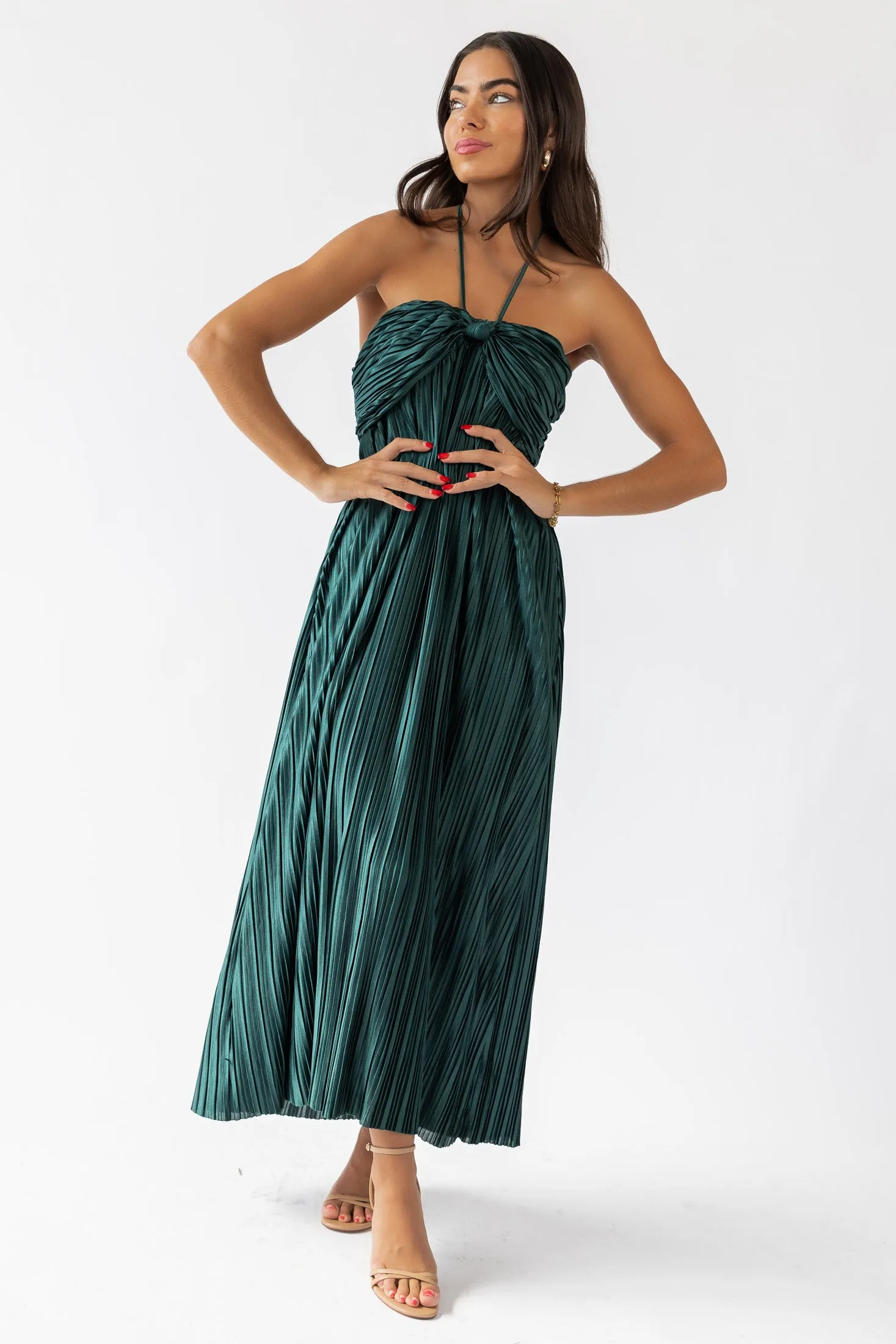 Kleo Emerald Halter Maxi Dress - Final Sale