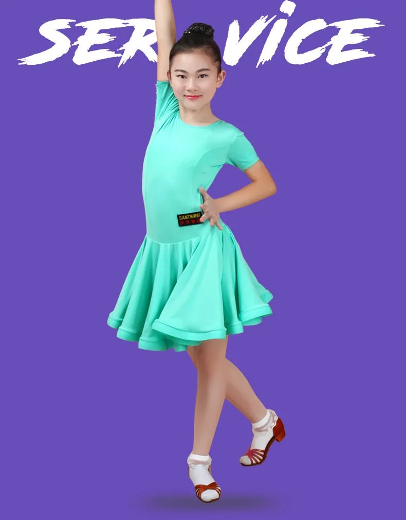 #L7710 Girls Latin Dance - Ballroom- Tango- Salsa -Performance -Competition Costumes- Practice Wear