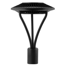 LED Post Top Light, 52 Watts, 6500 Lumens, 5000K, Post Top Mount, 120-277V, Black