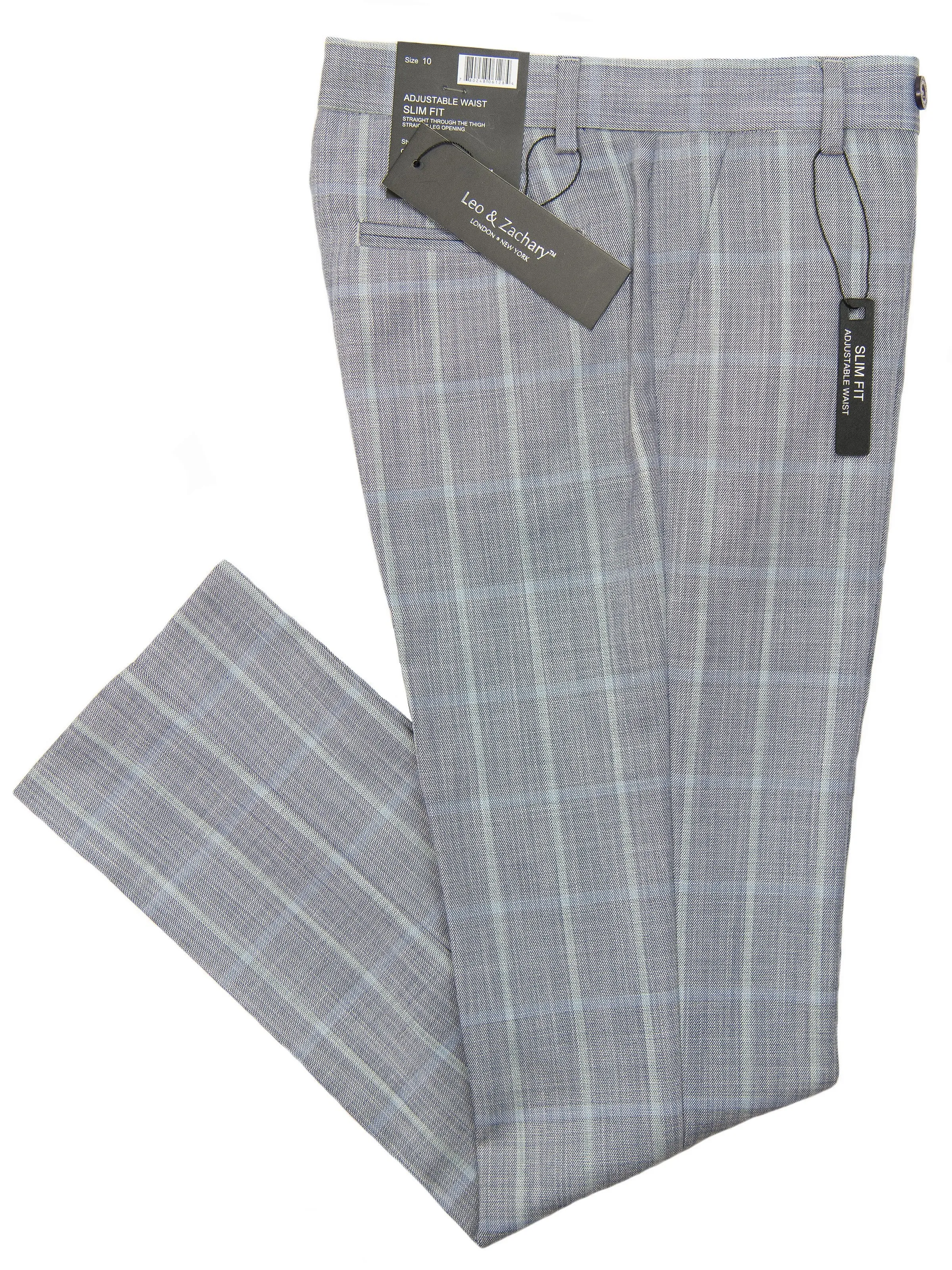 Leo & Zachary 28185 Boy's Dress Pants - Plaid - Aqua/smoke