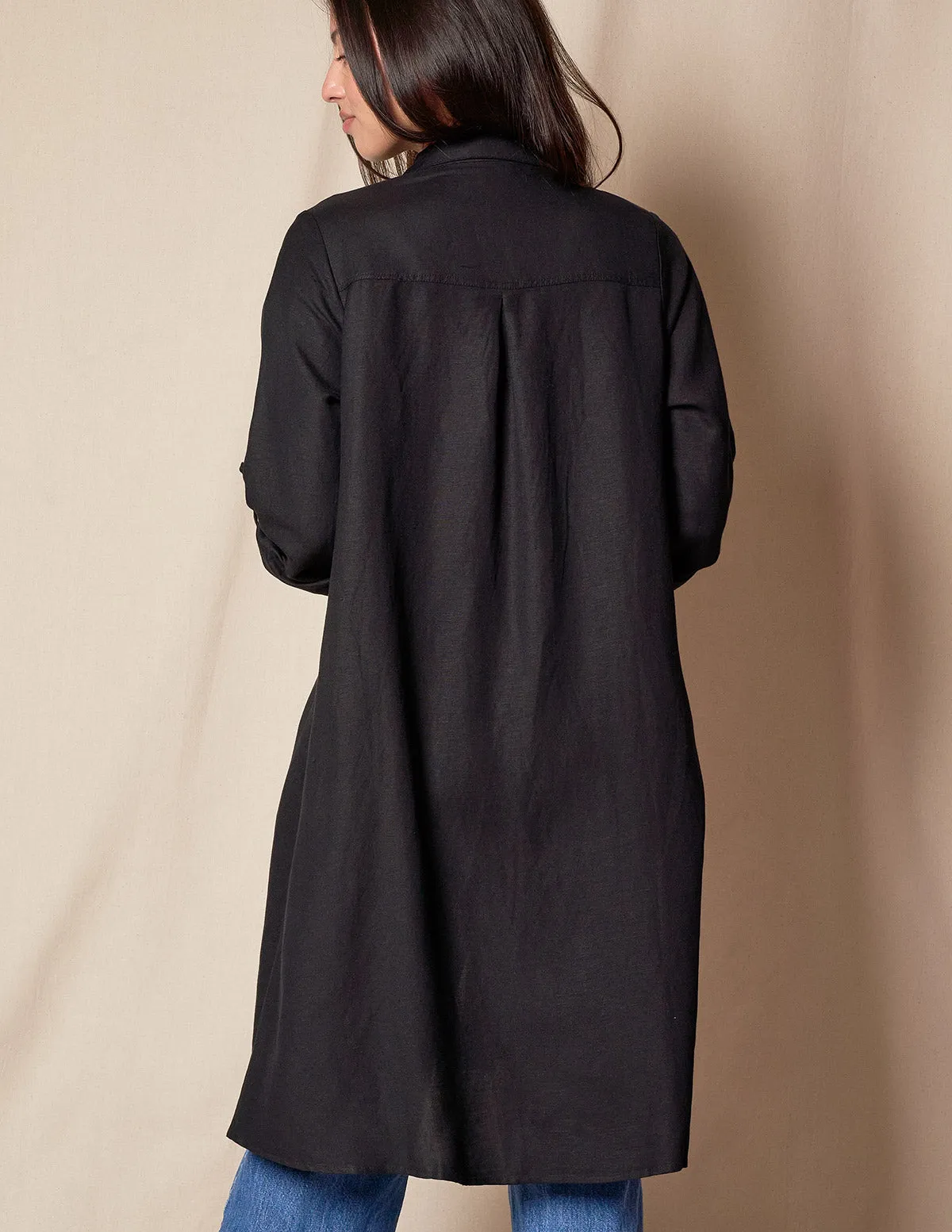 Linen / Bamboo Shirtdress - Black